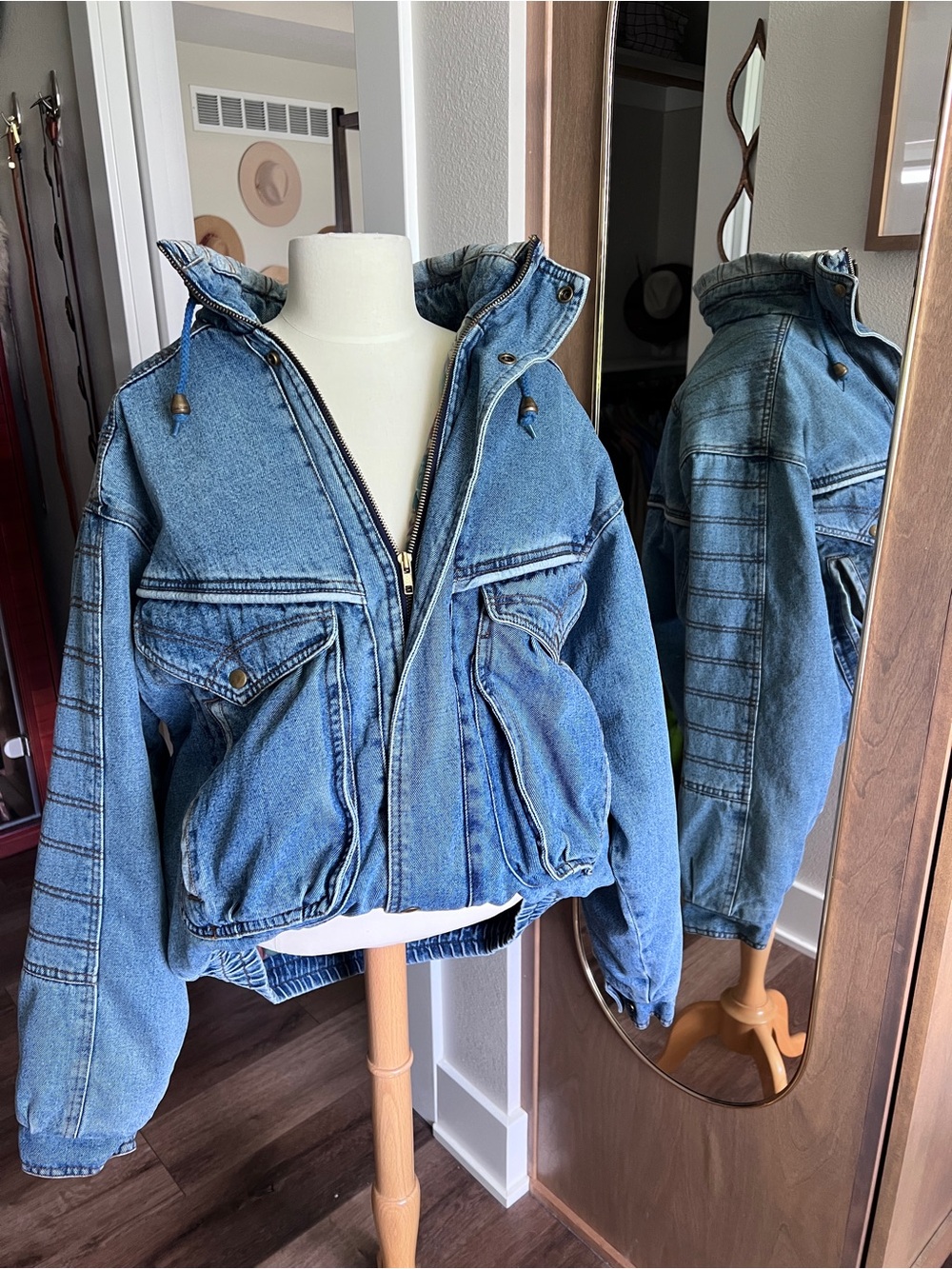 Vintage Eagle Ridge Denim Bomber Jacket